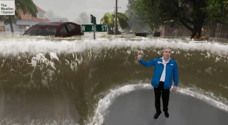 Sila hurikánu Florence vyobrazená pomocou rozšírenej reality